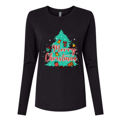 Merry Christmas Retro Christmas Tree Santa Claus Xmas Goodies Groovy Plus Size Womens Cotton Relaxed Long Sleeve T-Shirt