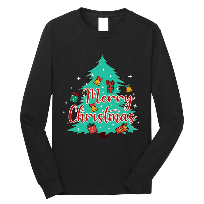 Merry Christmas Retro Christmas Tree Santa Claus Xmas Goodies Groovy Plus Size Long Sleeve Shirt