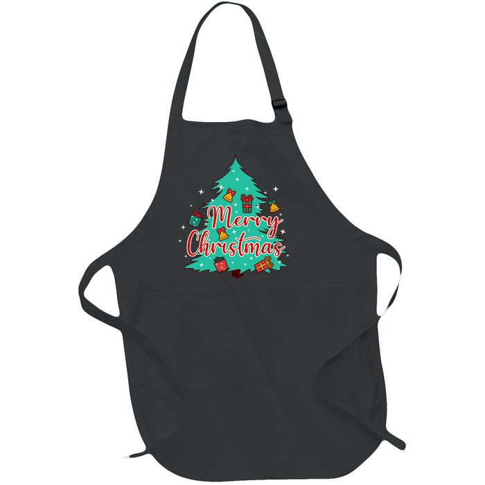 Merry Christmas Retro Christmas Tree Santa Claus Xmas Goodies Groovy Plus Size Full-Length Apron With Pockets