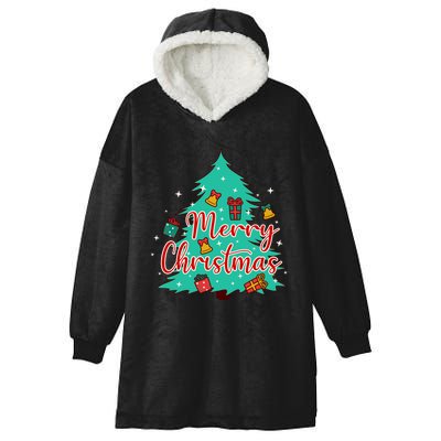 Merry Christmas Retro Christmas Tree Santa Claus Xmas Goodies Groovy Plus Size Hooded Wearable Blanket