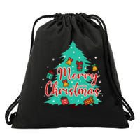 Merry Christmas Retro Christmas Tree Santa Claus Xmas Goodies Groovy Plus Size Drawstring Bag