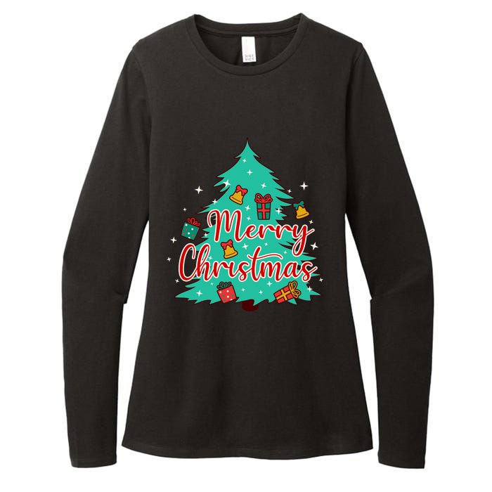 Merry Christmas Retro Christmas Tree Santa Claus Xmas Goodies Groovy Plus Size Womens CVC Long Sleeve Shirt