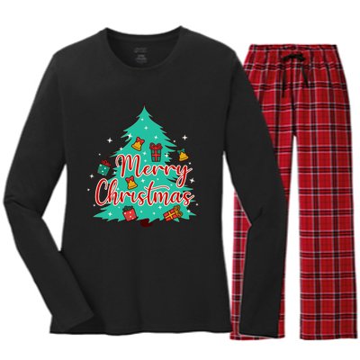 Merry Christmas Retro Christmas Tree Santa Claus Xmas Goodies Groovy Plus Size Women's Long Sleeve Flannel Pajama Set 