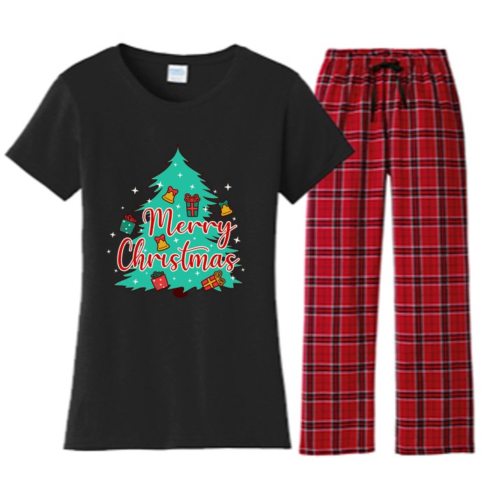 Merry Christmas Retro Christmas Tree Santa Claus Xmas Goodies Groovy Plus Size Women's Flannel Pajama Set