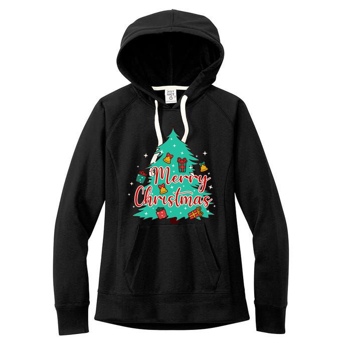 Merry Christmas Retro Christmas Tree Santa Claus Xmas Goodies Groovy Plus Size Women's Fleece Hoodie