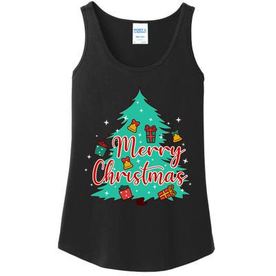 Merry Christmas Retro Christmas Tree Santa Claus Xmas Goodies Groovy Plus Size Ladies Essential Tank