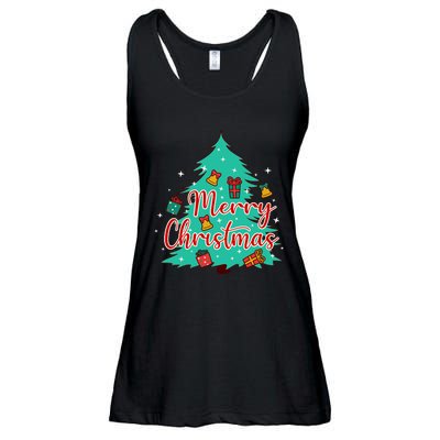 Merry Christmas Retro Christmas Tree Santa Claus Xmas Goodies Groovy Plus Size Ladies Essential Flowy Tank