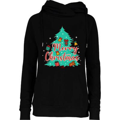 Merry Christmas Retro Christmas Tree Santa Claus Xmas Goodies Groovy Plus Size Womens Funnel Neck Pullover Hood