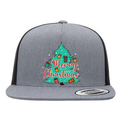 Merry Christmas Retro Christmas Tree Santa Claus Xmas Goodies Groovy Plus Size Flat Bill Trucker Hat