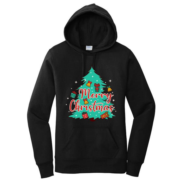 Merry Christmas Retro Christmas Tree Santa Claus Xmas Goodies Groovy Plus Size Women's Pullover Hoodie