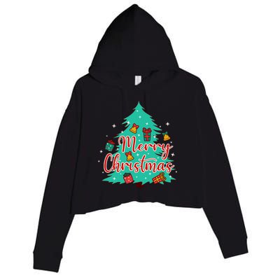 Merry Christmas Retro Christmas Tree Santa Claus Xmas Goodies Groovy Plus Size Crop Fleece Hoodie