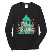 Merry Christmas Retro Christmas Tree Santa Claus Xmas Goodies Groovy Plus Size Tall Long Sleeve T-Shirt