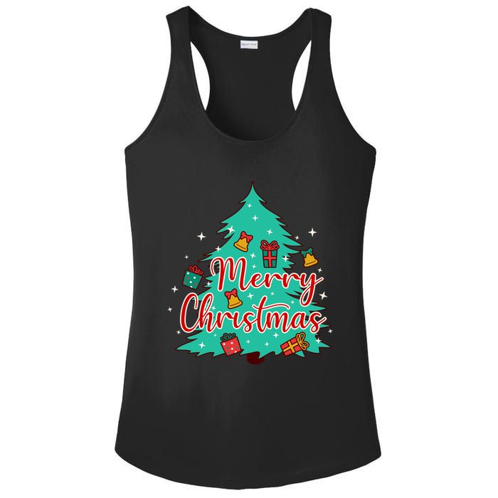 Merry Christmas Retro Christmas Tree Santa Claus Xmas Goodies Groovy Plus Size Ladies PosiCharge Competitor Racerback Tank