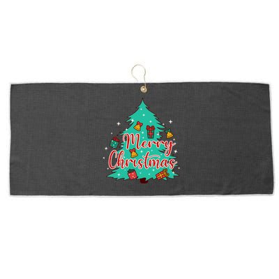 Merry Christmas Retro Christmas Tree Santa Claus Xmas Goodies Groovy Plus Size Large Microfiber Waffle Golf Towel