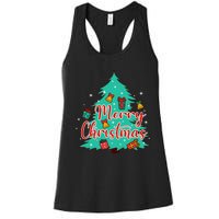 Merry Christmas Retro Christmas Tree Santa Claus Xmas Goodies Groovy Plus Size Women's Racerback Tank