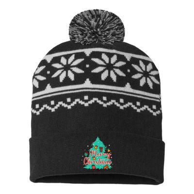 Merry Christmas Retro Christmas Tree Santa Claus Xmas Goodies Groovy Plus Size USA-Made Snowflake Beanie