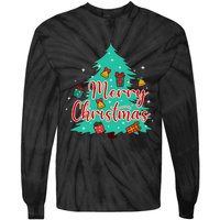 Merry Christmas Retro Christmas Tree Santa Claus Xmas Goodies Groovy Plus Size Tie-Dye Long Sleeve Shirt