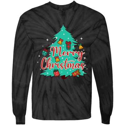 Merry Christmas Retro Christmas Tree Santa Claus Xmas Goodies Groovy Plus Size Tie-Dye Long Sleeve Shirt