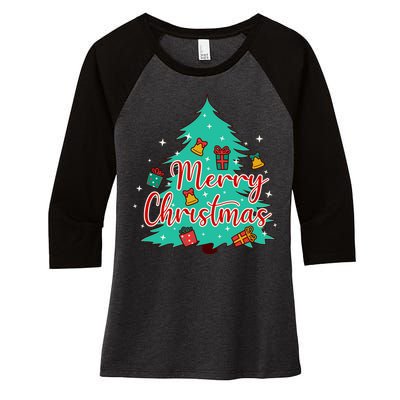 Merry Christmas Retro Christmas Tree Santa Claus Xmas Goodies Groovy Plus Size Women's Tri-Blend 3/4-Sleeve Raglan Shirt