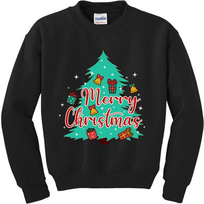 Merry Christmas Retro Christmas Tree Santa Claus Xmas Goodies Groovy Plus Size Kids Sweatshirt