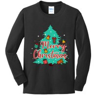 Merry Christmas Retro Christmas Tree Santa Claus Xmas Goodies Groovy Plus Size Kids Long Sleeve Shirt