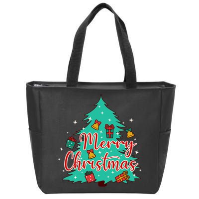 Merry Christmas Retro Christmas Tree Santa Claus Xmas Goodies Groovy Plus Size Zip Tote Bag