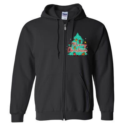 Merry Christmas Retro Christmas Tree Santa Claus Xmas Goodies Groovy Plus Size Full Zip Hoodie