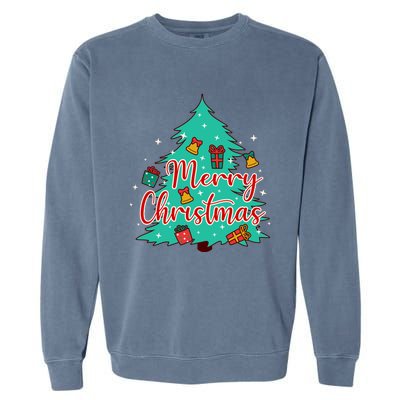 Merry Christmas Retro Christmas Tree Santa Claus Xmas Goodies Groovy Plus Size Garment-Dyed Sweatshirt