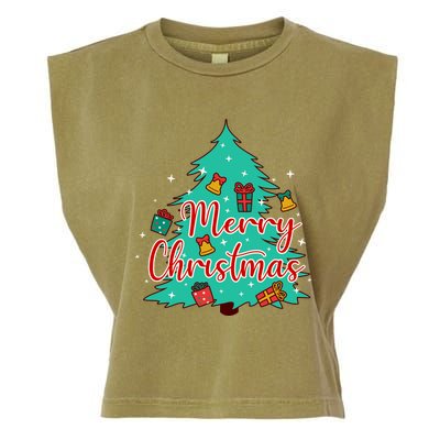 Merry Christmas Retro Christmas Tree Santa Claus Xmas Goodies Groovy Plus Size Garment-Dyed Women's Muscle Tee