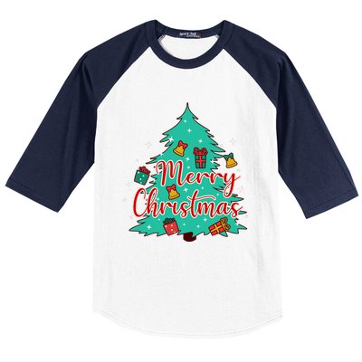 Merry Christmas Retro Christmas Tree Santa Claus Xmas Goodies Groovy Plus Size Baseball Sleeve Shirt