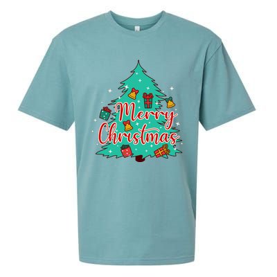 Merry Christmas Retro Christmas Tree Santa Claus Xmas Goodies Groovy Plus Size Sueded Cloud Jersey T-Shirt