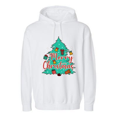 Merry Christmas Retro Christmas Tree Santa Claus Xmas Goodies Groovy Plus Size Garment-Dyed Fleece Hoodie