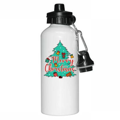 Merry Christmas Retro Christmas Tree Santa Claus Xmas Goodies Groovy Plus Size Aluminum Water Bottle