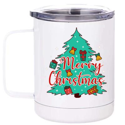 Merry Christmas Retro Christmas Tree Santa Claus Xmas Goodies Groovy Plus Size 12 oz Stainless Steel Tumbler Cup