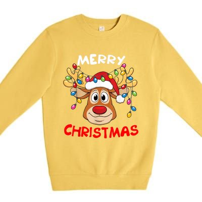 Merry Christmas Reindeer Xmas Family Premium Crewneck Sweatshirt