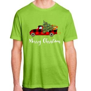 Merry Christmas Red Truck Christmas Tree Gift Adult ChromaSoft Performance T-Shirt