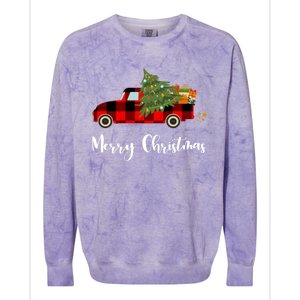 Merry Christmas Red Truck Christmas Tree Gift Colorblast Crewneck Sweatshirt