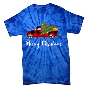 Merry Christmas Red Truck Christmas Tree Gift Tie-Dye T-Shirt