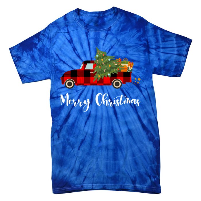 Merry Christmas Red Truck Christmas Tree Gift Tie-Dye T-Shirt