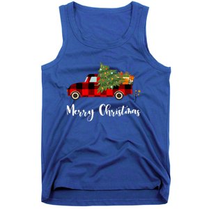 Merry Christmas Red Truck Christmas Tree Gift Tank Top