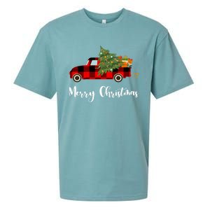 Merry Christmas Red Truck Christmas Tree Gift Sueded Cloud Jersey T-Shirt