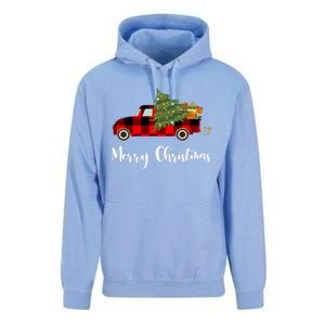 Merry Christmas Red Truck Christmas Tree Gift Unisex Surf Hoodie