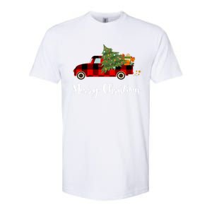 Merry Christmas Red Truck Christmas Tree Gift Softstyle CVC T-Shirt