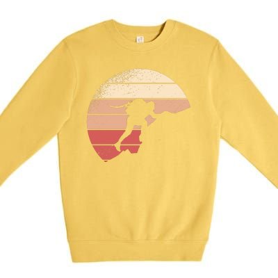 Mountain Climber Retro Sunset Premium Crewneck Sweatshirt