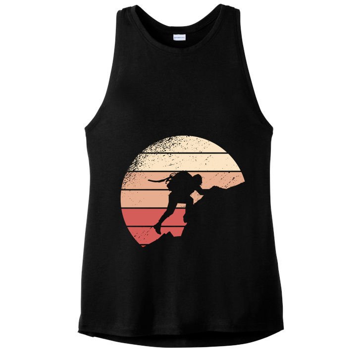 Mountain Climber Retro Sunset Ladies PosiCharge Tri-Blend Wicking Tank