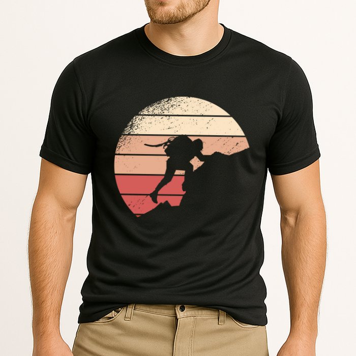 Mountain Climber Retro Sunset Cooling Performance Crew T-Shirt