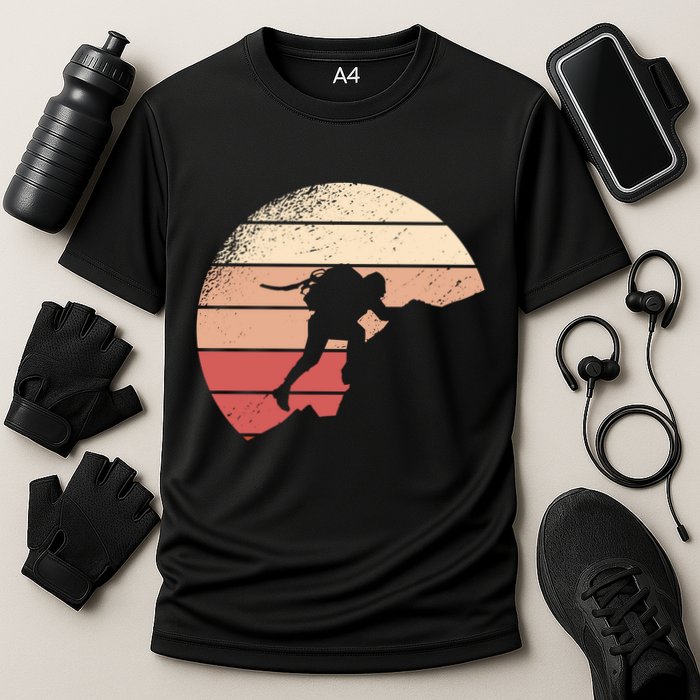 Mountain Climber Retro Sunset Cooling Performance Crew T-Shirt
