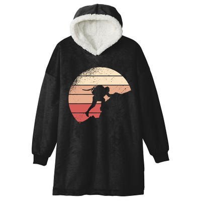 Mountain Climber Retro Sunset Hooded Wearable Blanket
