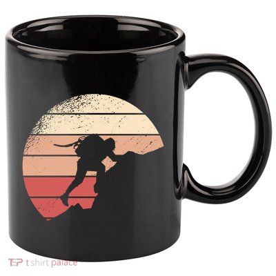 Mountain Climber Retro Sunset 11oz C Handle Ceramic Mug