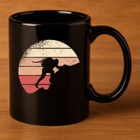 Mountain Climber Retro Sunset 11oz C Handle Ceramic Mug